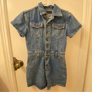 Denim Romper Utilitarian Style